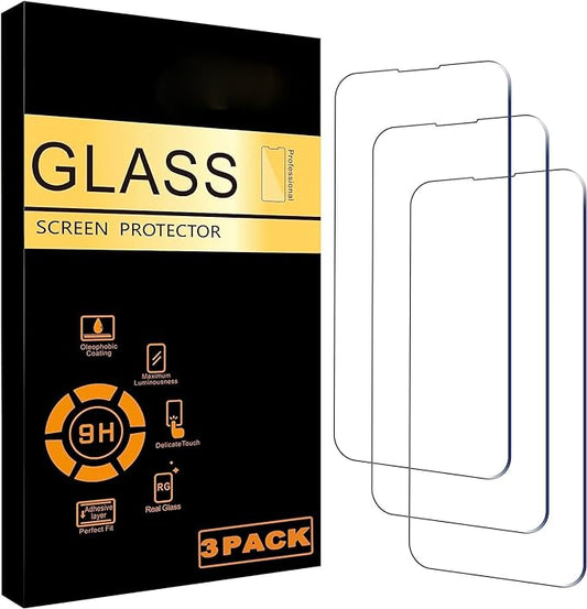 Glass Screen Protector for iPhone 15 Pro Max [6.7 Inch] Display 3 Pack Tempered Glass, Sensor Protection, Dynamic Island Compatible, Case Friendly