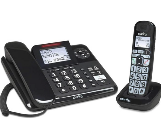 Clarity 53727 DECT 6.0 E814CC Amplified 40dB Cord/Cordless Combo Unit Phone, Black